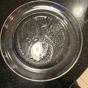 Round Clear Glass Strawberry Design Platter